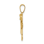Girl Bow on Right Charm in 14K Yellow Gold, 24mm Engravable - Sophia Jewelers