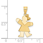 Girl Bow on Right Charm in 14K Yellow Gold, 24mm Engravable - Sophia Jewelers