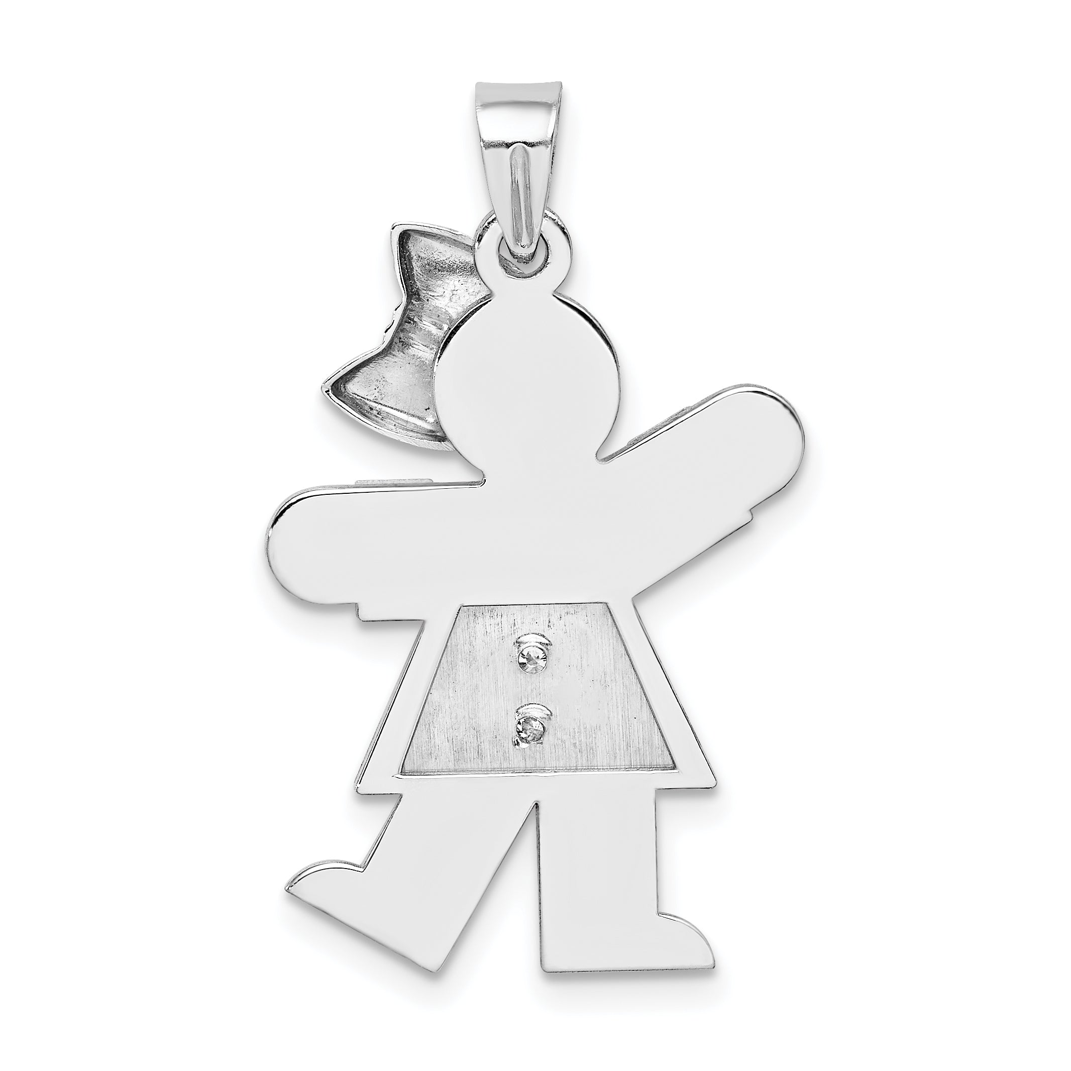 14k White Gold The Kids Large Boy with Hat on Right Engravable Love Charm