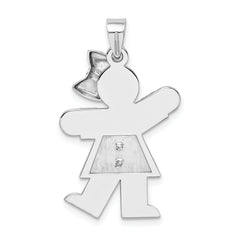 14k White Gold The Kids Large Boy with Hat on Right Engravable Love Charm