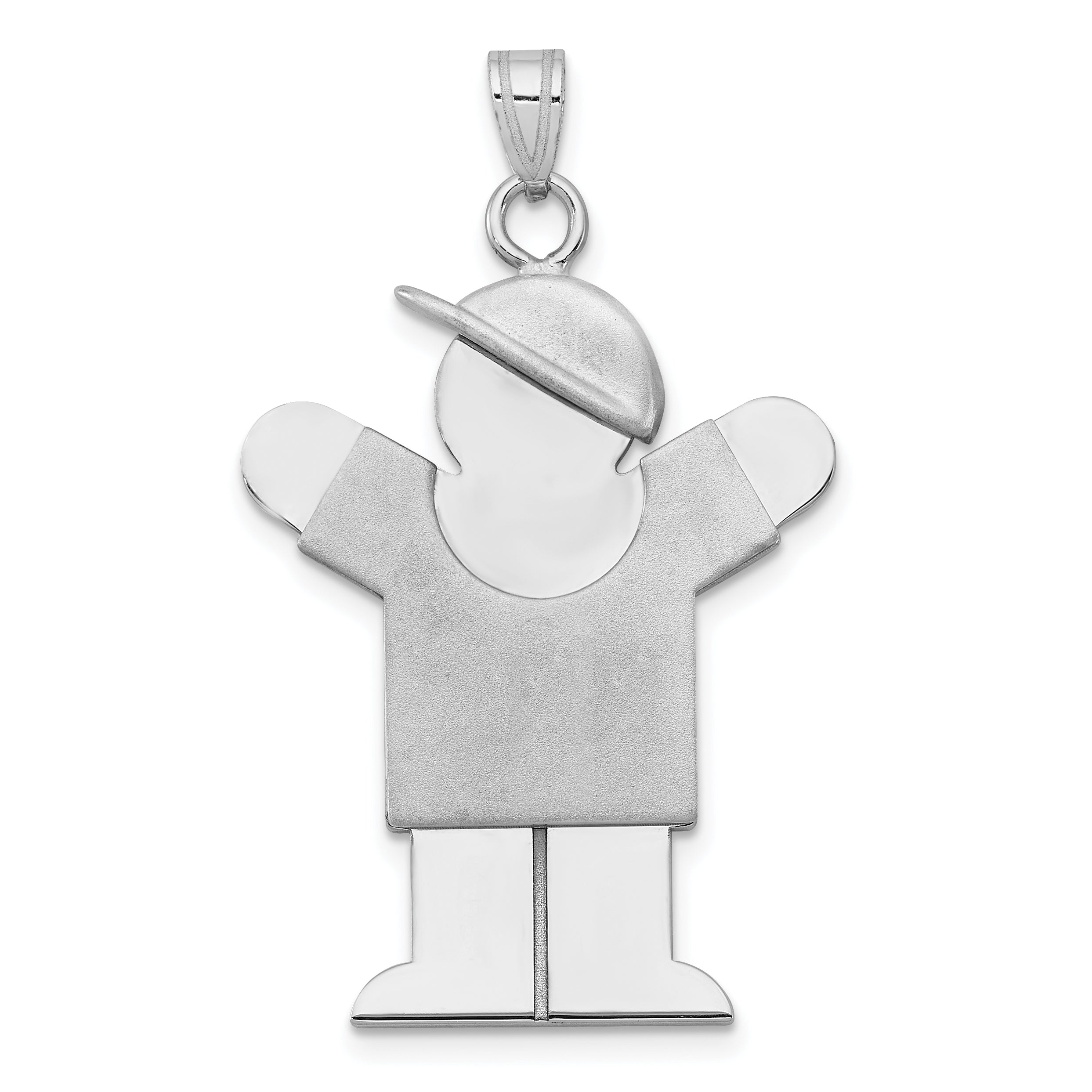 14k White Gold The Kids Large Boy with Hat on Right Engravable Love Charm Main image