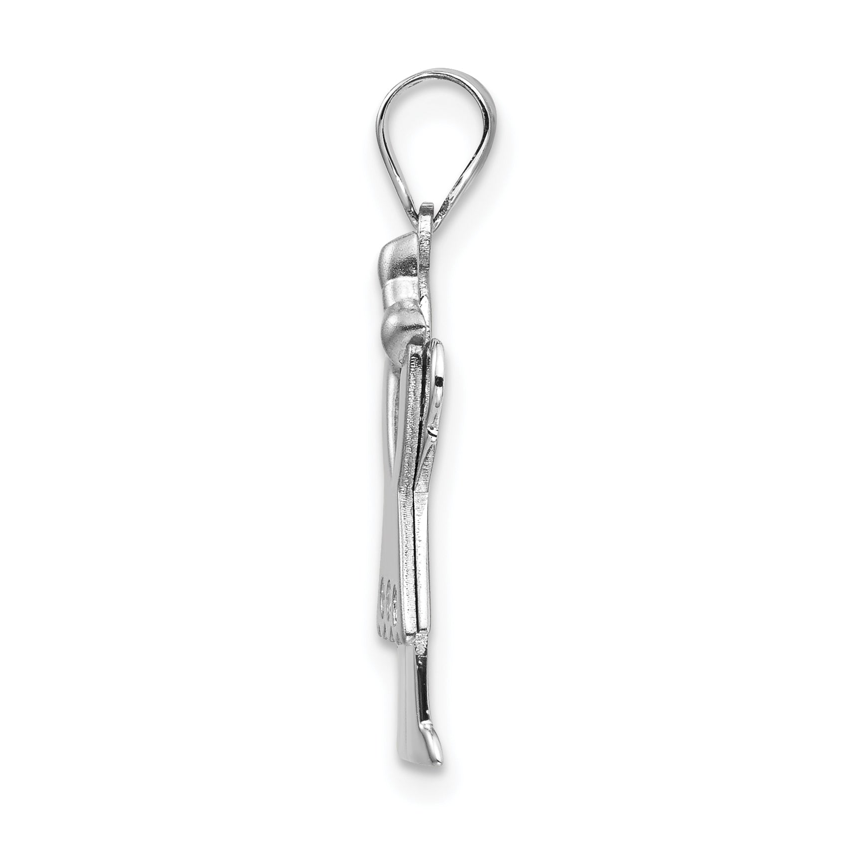 14k White Gold The Kids Small Girl with Ruffles and Bow on Right AAA Diamond Love Charm