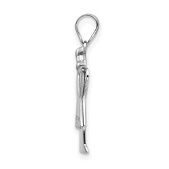 14k White Gold The Kids Small Girl with Ruffles and Bow on Right AAA Diamond Love Charm