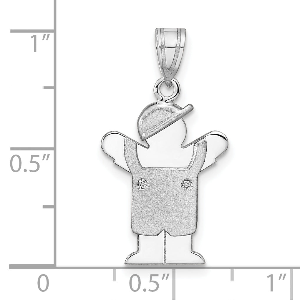 14k White Gold Small Boy Engravable Charm Mounting