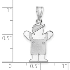 14k White Gold Small Boy Engravable Charm Mounting