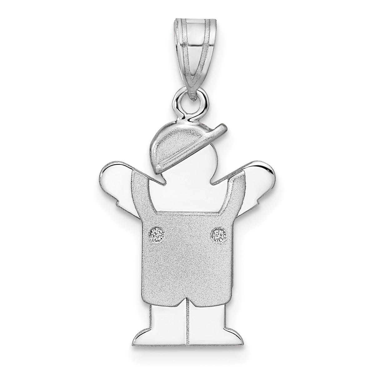 14k White Gold Small Boy Engravable Charm Mounting