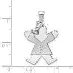 14k White Gold The Kids Medium Girl with Bow on Left AA Diamond Joy Charm