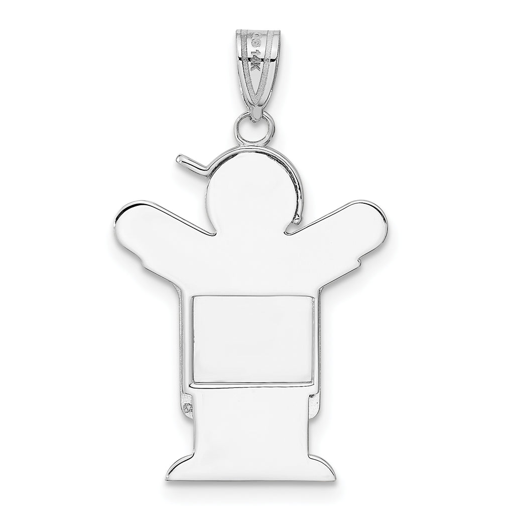 14k White Gold Medium Boy Engravable Charm Mounting