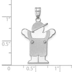 14k White Gold Medium Boy Engravable Charm Mounting