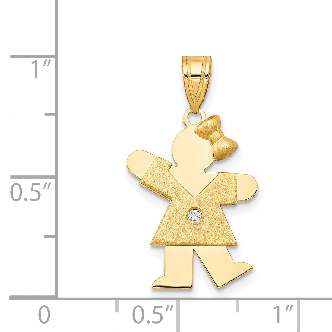 14k The Kids Small Girl with Bow on Right AAA Diamond Kiss Pendant
