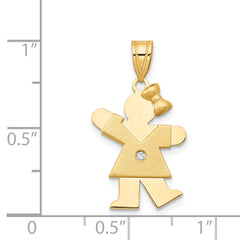 14k The Kids Small Girl with Bow on Right A Diamond Kiss Pendant