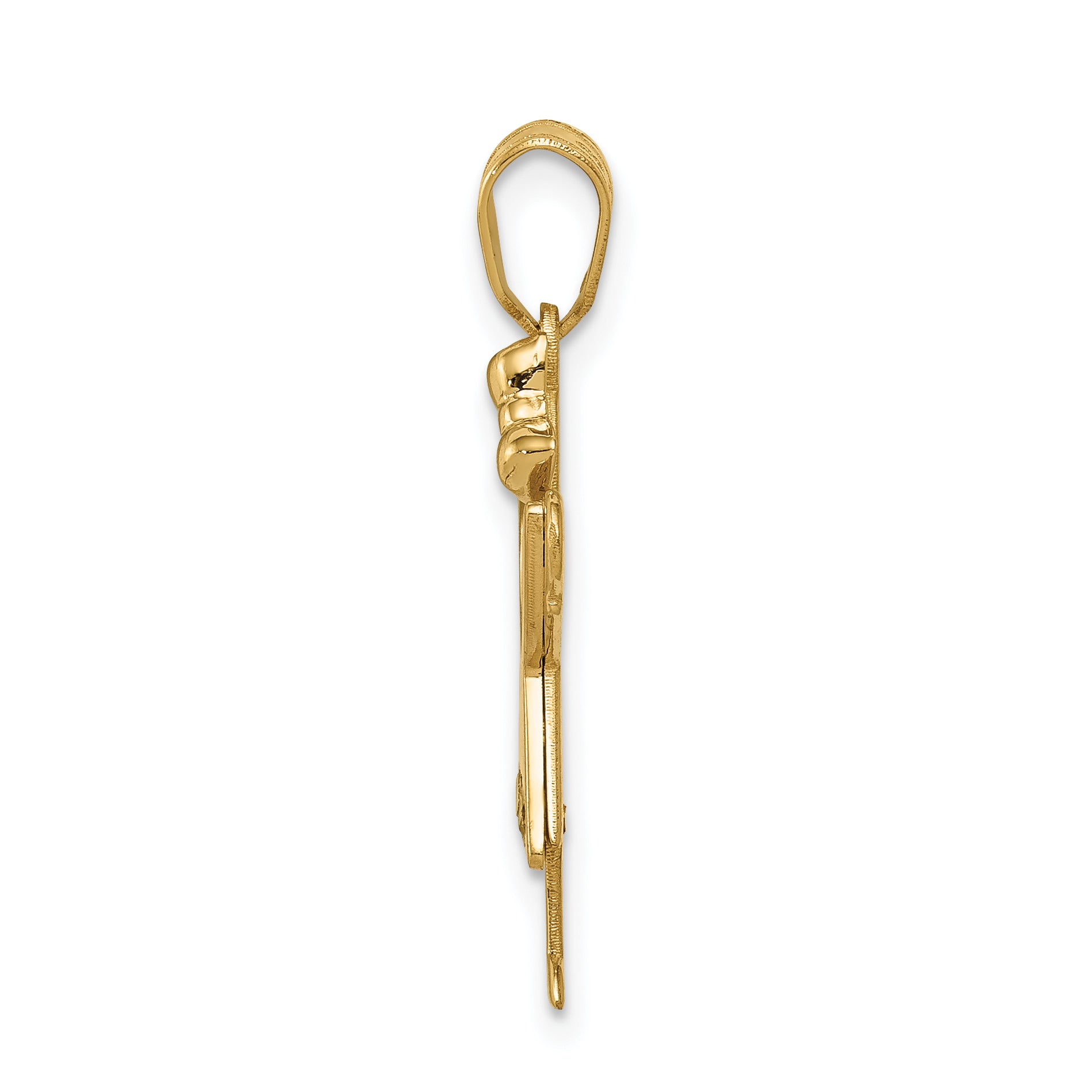 14k The Kids Small Girl with Ruffles and Bow on Right AA Diamond Love Pendant