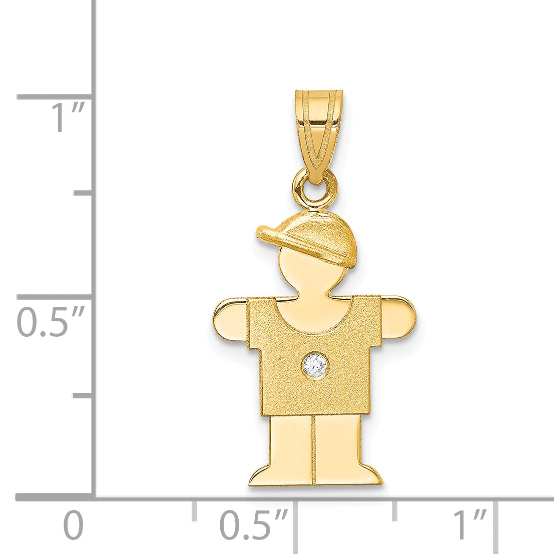 14k The Kids Small Boy with Hat on Right A Diamond Hugs Pendant