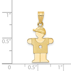 14k The Kids Small Boy with Hat on Right A Diamond Hugs Pendant