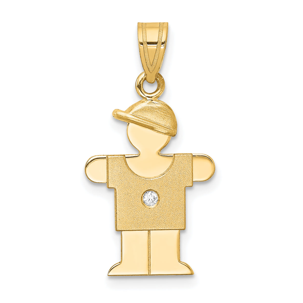 14k The Kids Small Boy with Hat on Right A Diamond Hugs Pendant
