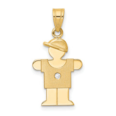 14k The Kids Small Boy with Hat on Right A Diamond Hugs Pendant