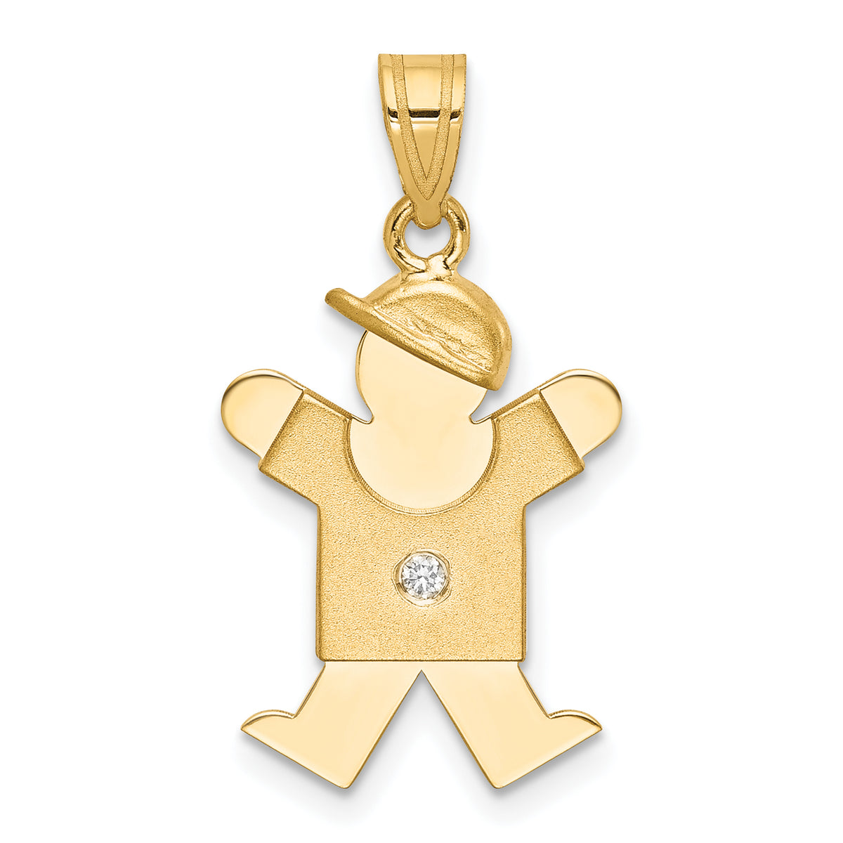 14k The Kids Small Boy with Hat on Right AA Diamond Joy Pendant