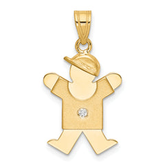 14k The Kids Small Boy with Hat on Right AA Diamond Joy Pendant