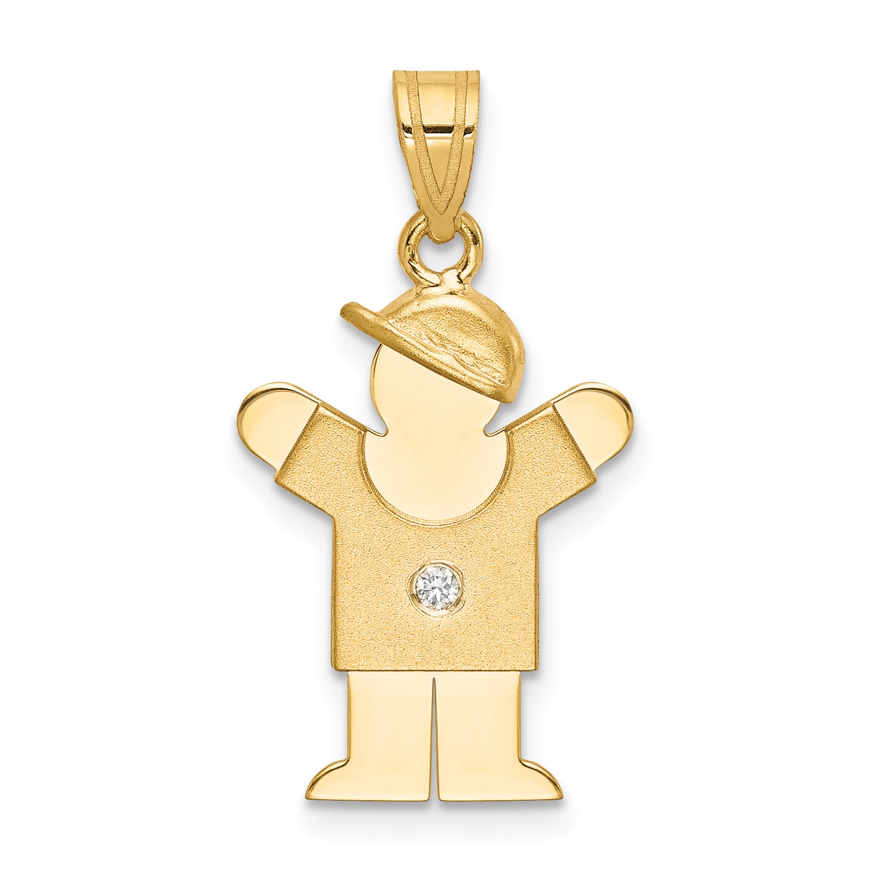 14k The Kids Small Boy with Hat on Right A Diamond Love Pendant Main image