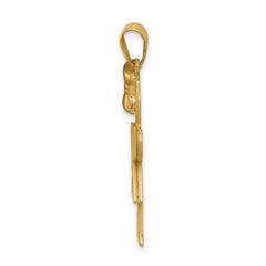14k The Kids Medium Girl with Bow on Left A Diamond Hugs Pendant