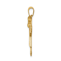 14k The Kids Medium Girl with Bow on Left A Diamond Joy Pendant