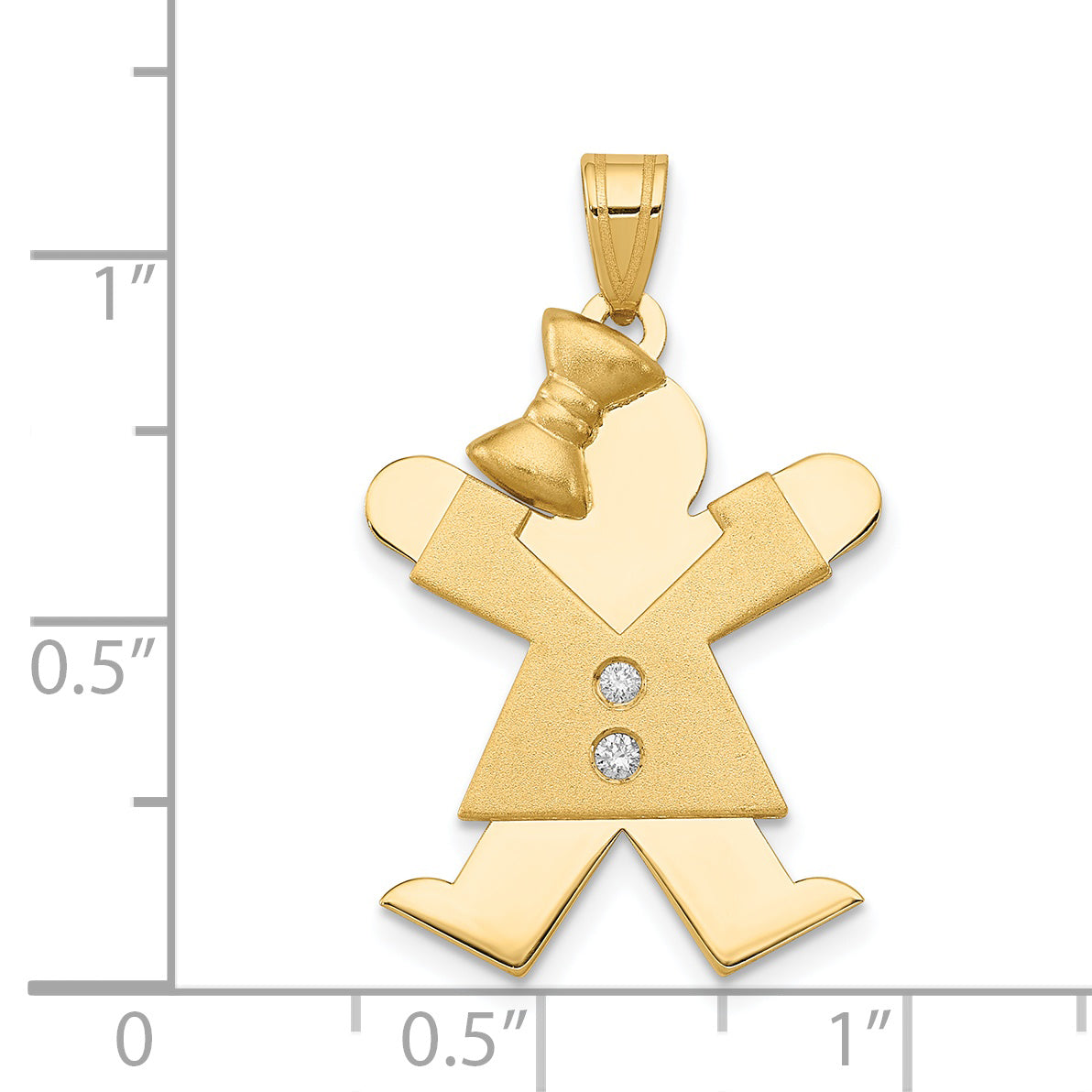 14k The Kids Medium Girl with Bow on Left A Diamond Joy Pendant