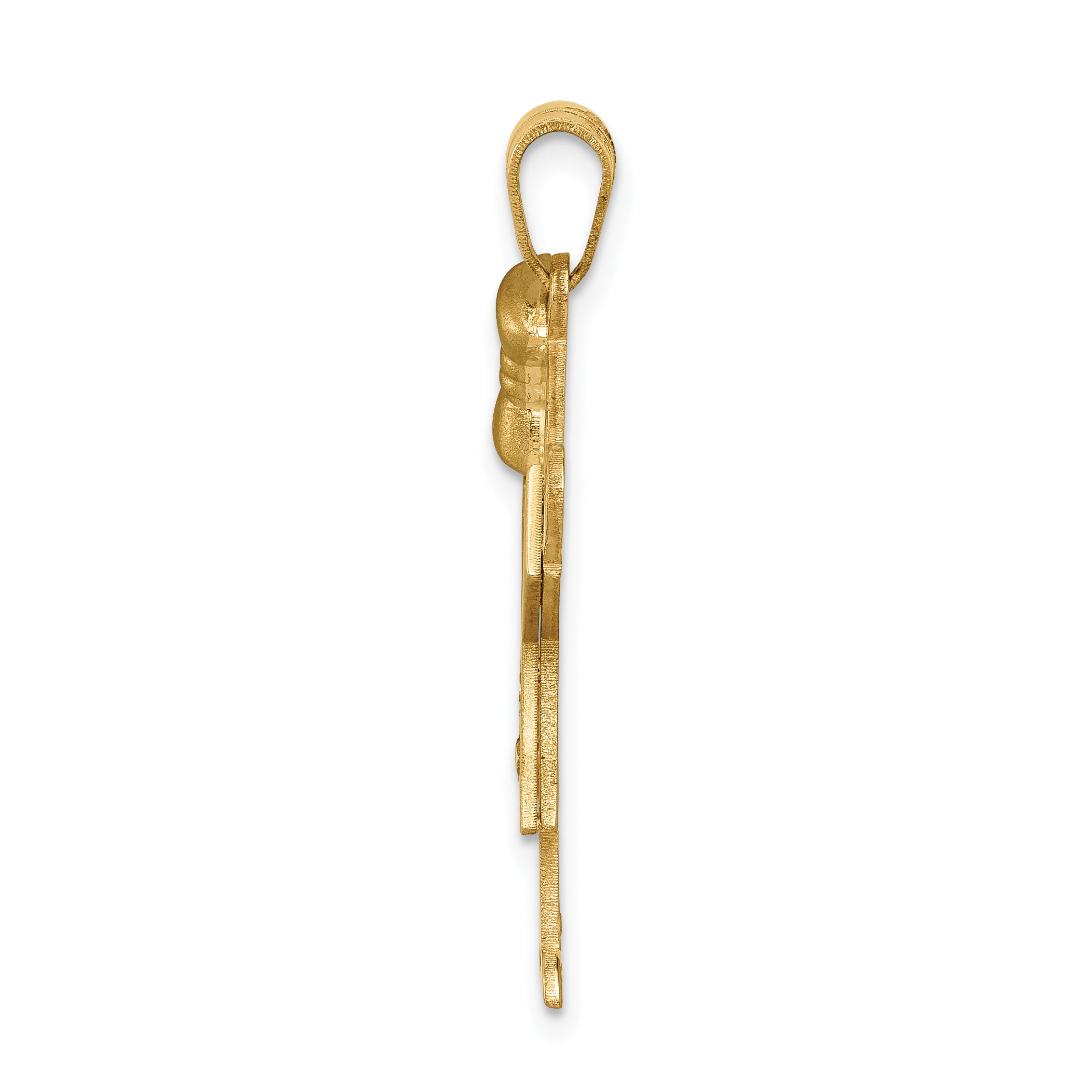 14k The Kids Medium Girl with Bow on Left A Diamond Love Pendant