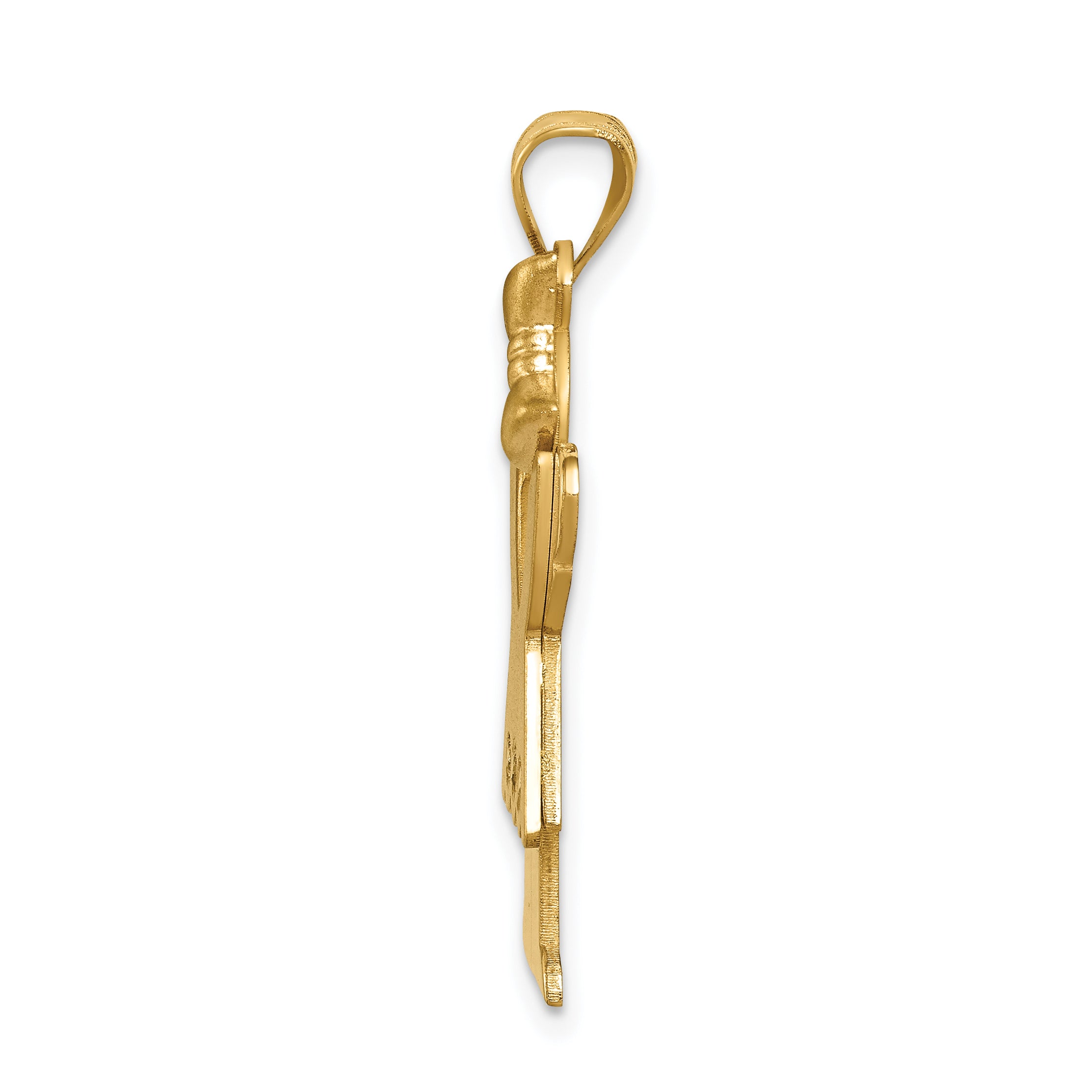 14k The Kids Medium Girl with Ruffles and Bow on Right AAA Diamond Love Pendant