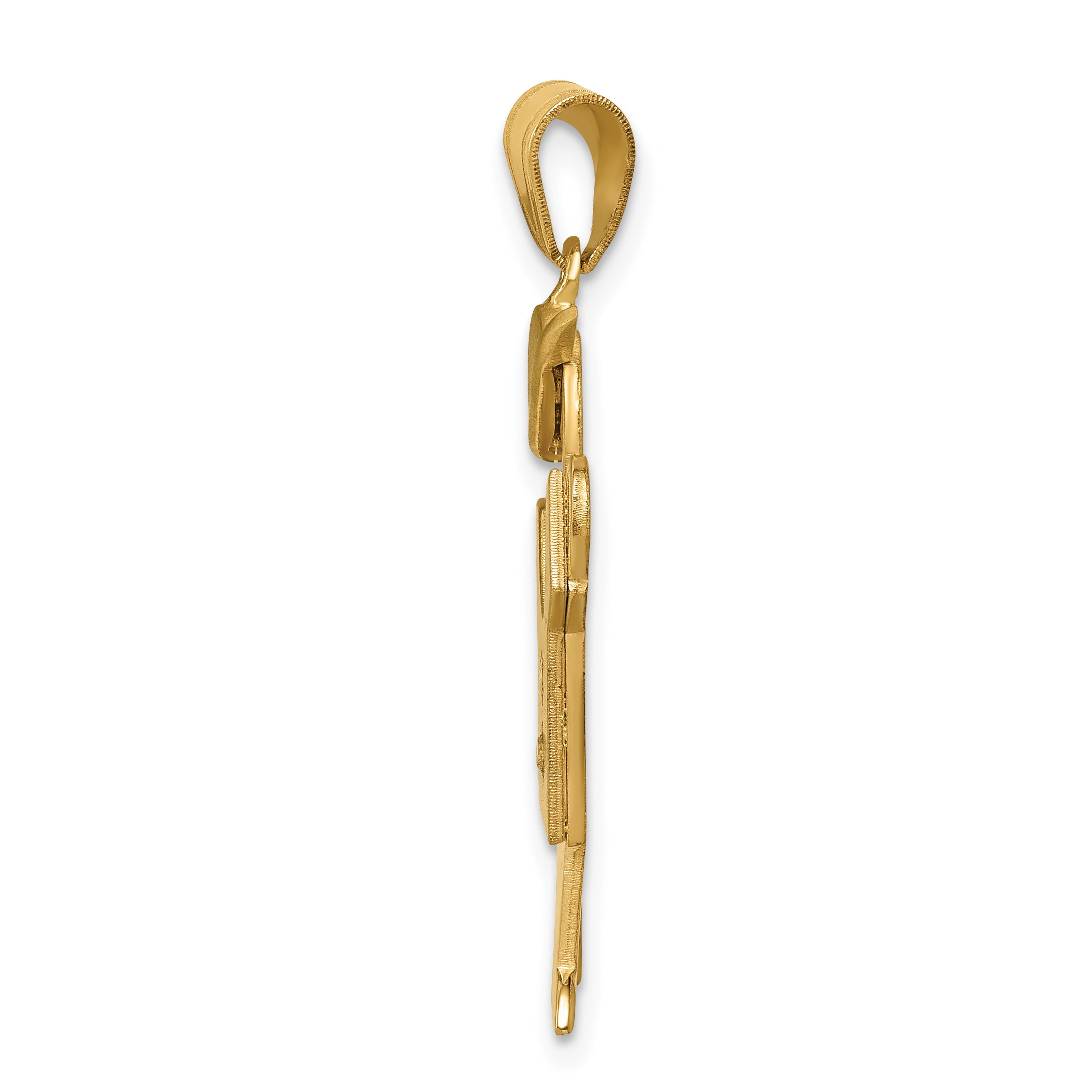 14k The Kids Medium Boy with Hat on Left VS Diamond Kiss Pendant