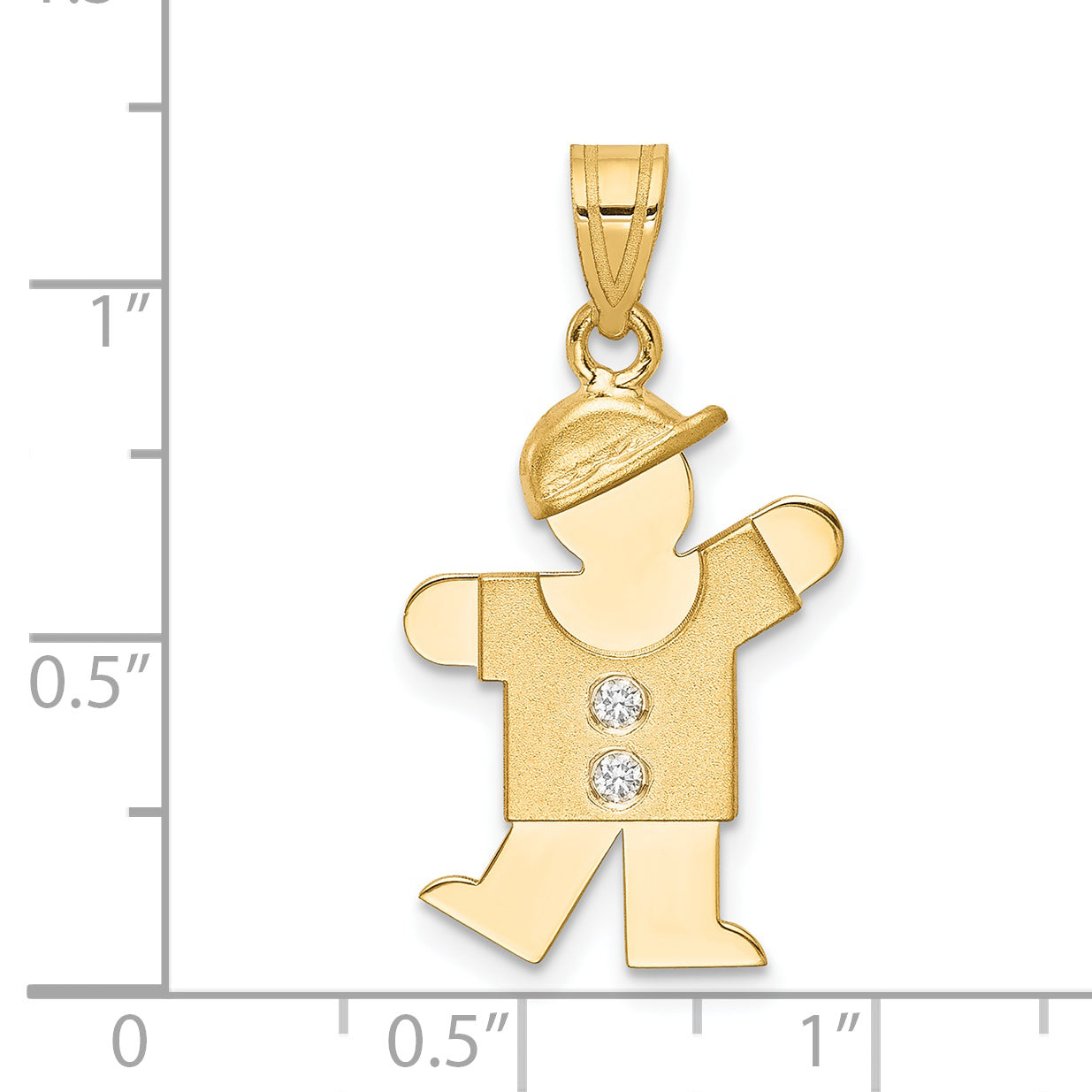 14k The Kids Medium Boy with Hat on Left AAA Diamond Kiss Pendant