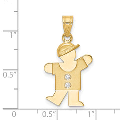 14k The Kids Medium Boy with Hat on Left A Diamond Kiss Pendant