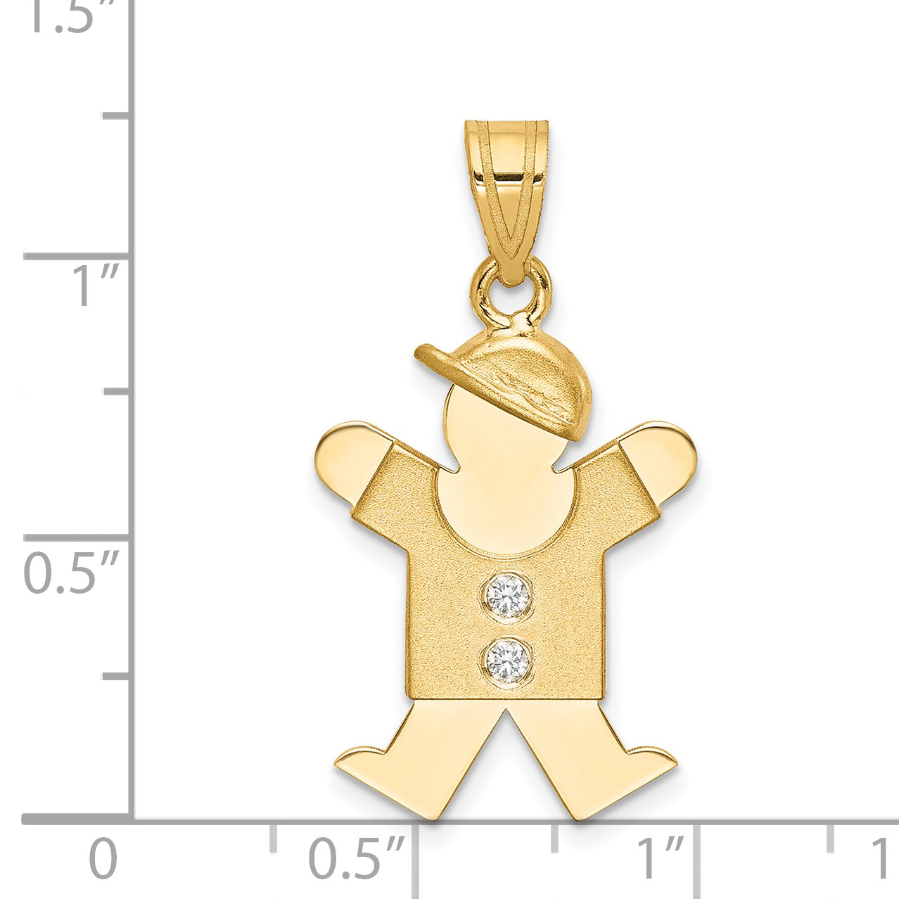 14k The Kids Medium Boy with Hat on Right VS Diamond Joy Pendant