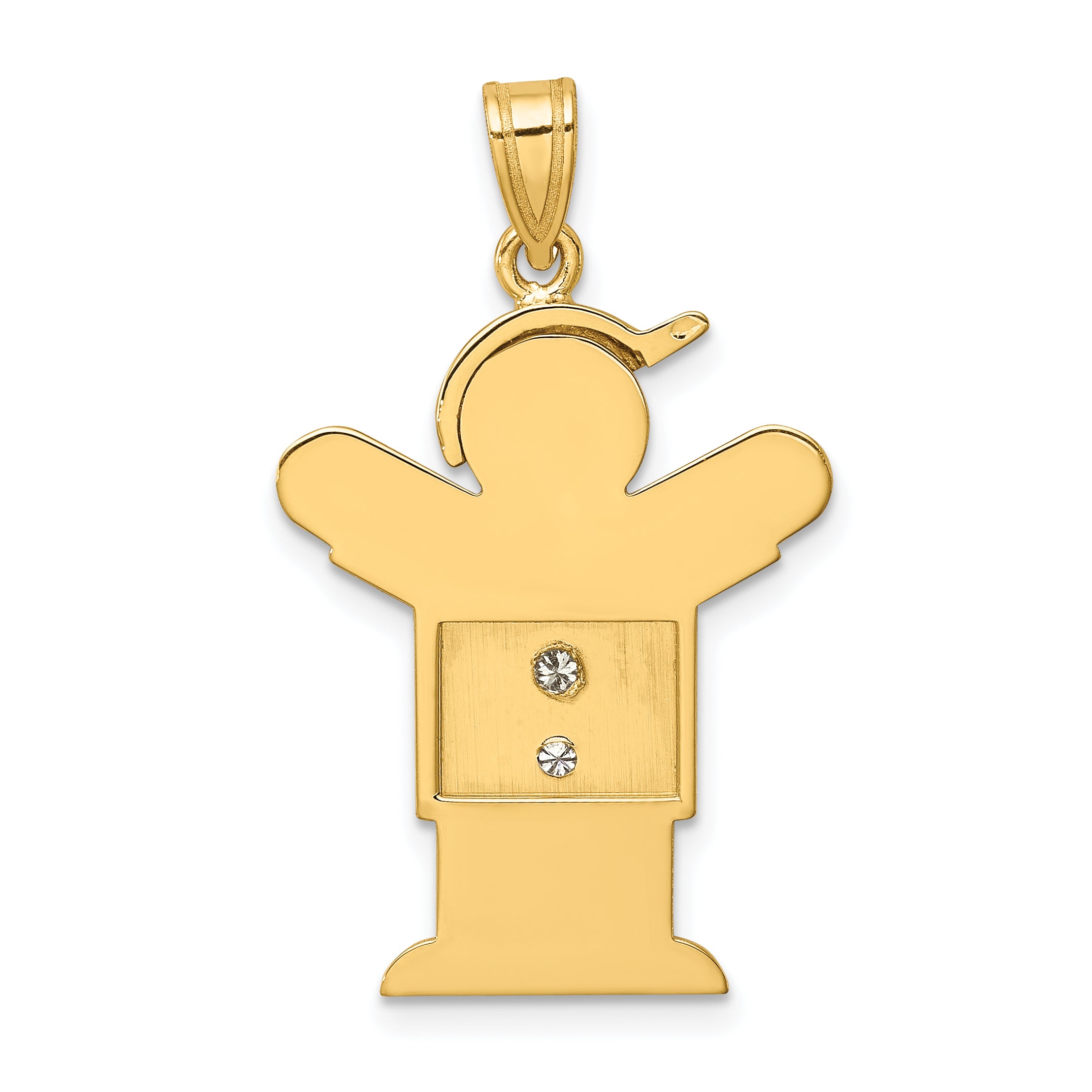 14k The Kids Medium Boy with Hat on Right AAA Diamond Love Pendant