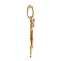 14k Two-tone The Kids Small Girl with Bow on Left A Diamond Hugs Pendant
