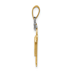 14k Two-tone The Kids Small Boy with Hat on Left AAA Diamond Kiss Pendant