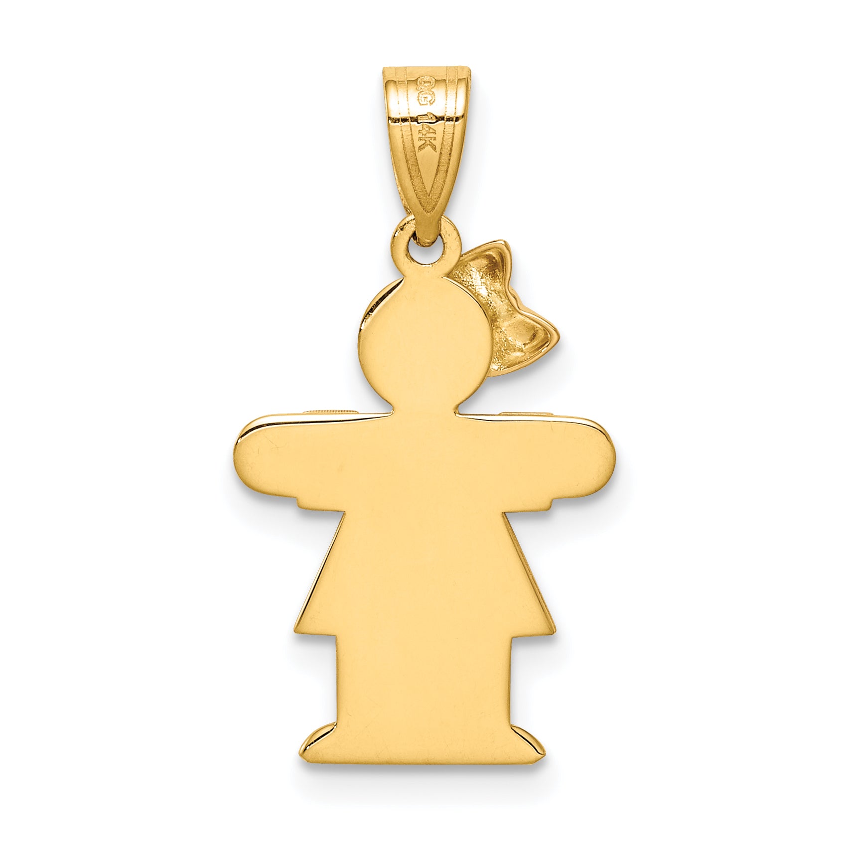 14k Two-tone The Kids Small Girl with Bow on Left AAA Diamond Hugs Pendant