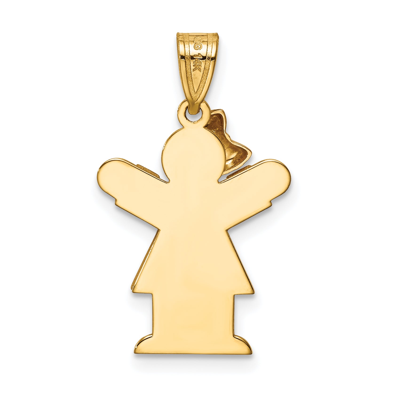 14k Two-tone The Kids Small Girl with Bow on Left AAA Diamond Love Pendant