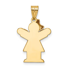 14k Two-tone The Kids Small Girl with Bow on Left AAA Diamond Love Pendant