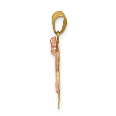 14k Two-tone The Kids Small Girl with Ruffles and Bow on Right A Diamond Love Pendant