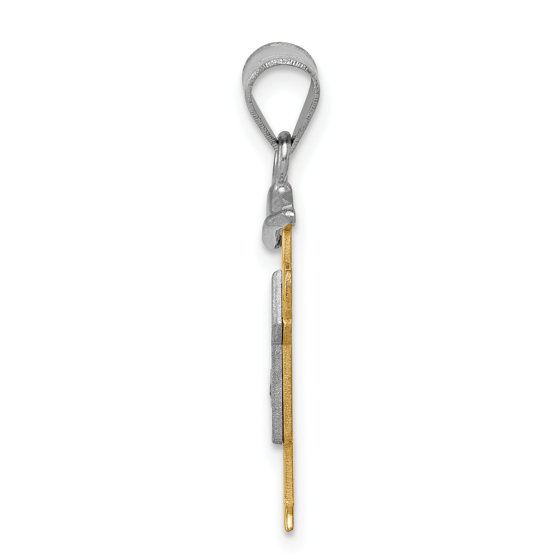14k Two-tone The Kids Small Boy with Hat on Left VS Diamond Kiss Pendant