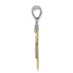 14k Two-tone The Kids Small Boy with Hat on Left AAA Diamond Kiss Pendant