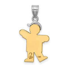 14k Two-tone The Kids Small Boy with Hat on Left VS Diamond Kiss Pendant