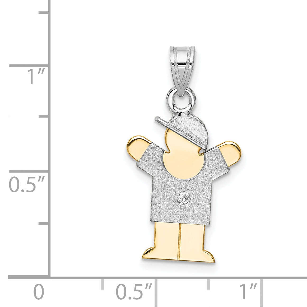 14k Two-tone The Kids Small Boy with Hat on Right A Diamond Love Pendant
