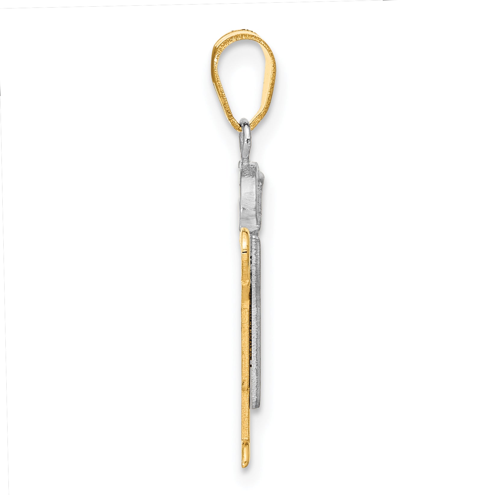 14k Two-Tone The Kids Small Boy in Overalls with Hat on Left Charm Mounting (No Stone Included)