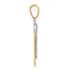 14k Two-Tone The Kids Small Boy in Overalls with Hat on Left Charm Mounting (No Stone Included)