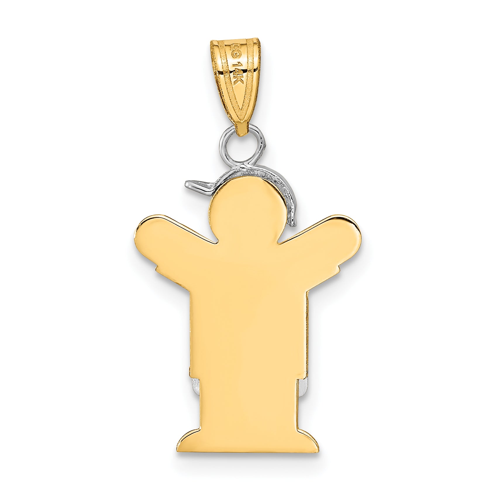 14k Two-Tone The Kids Small Boy in Overalls with Hat on Left Charm Mounting (No Stone Included)