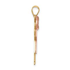 14k Two-tone The Kids Medium Girl with Bow on Left VS Diamond Love Pendant