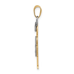 14k Two-tone The Kids Medium Boy with Hat on Right AAA Diamond Hugs Pendant