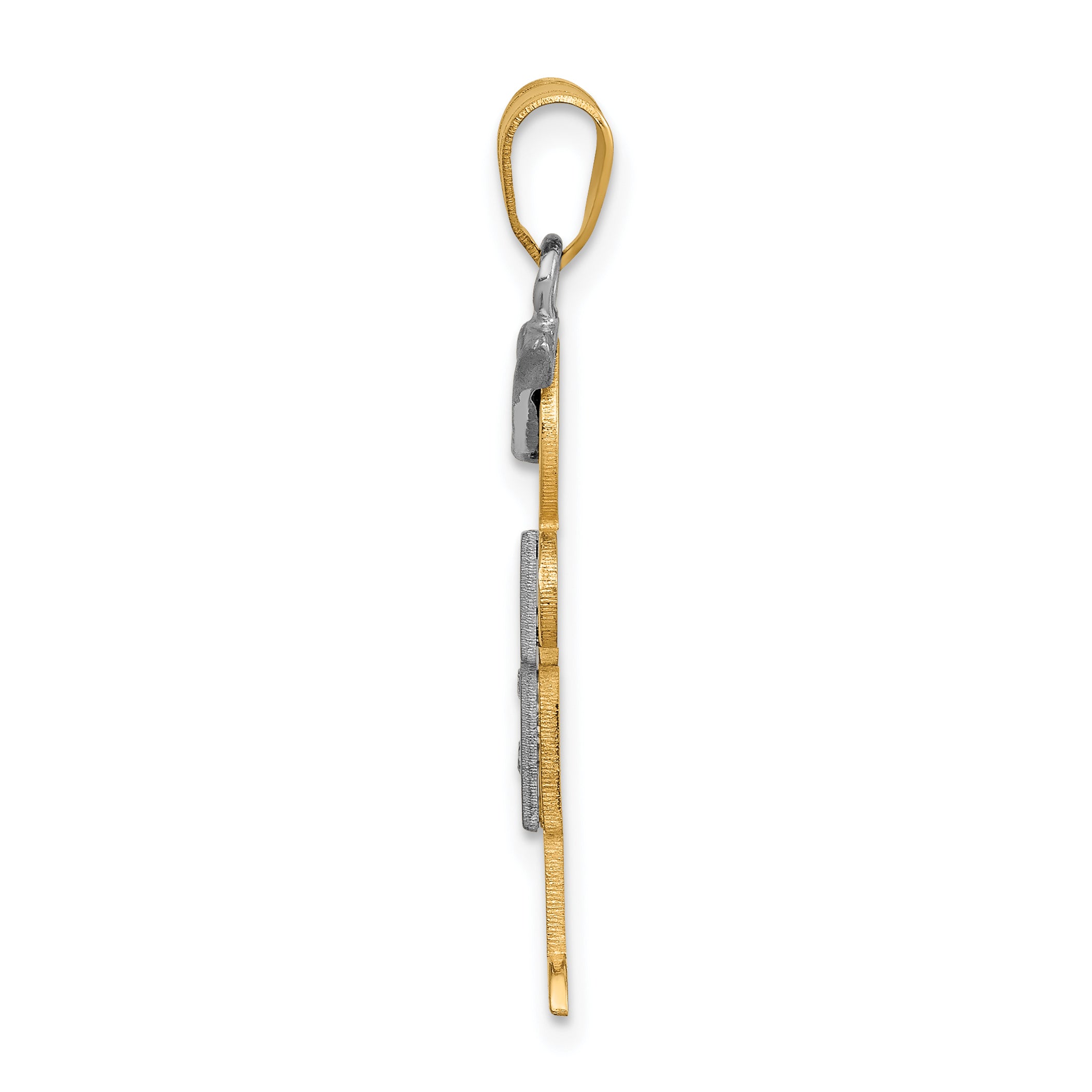 14k Two-tone The Kids Medium Boy with Hat on Right VS Diamond Hugs Pendant