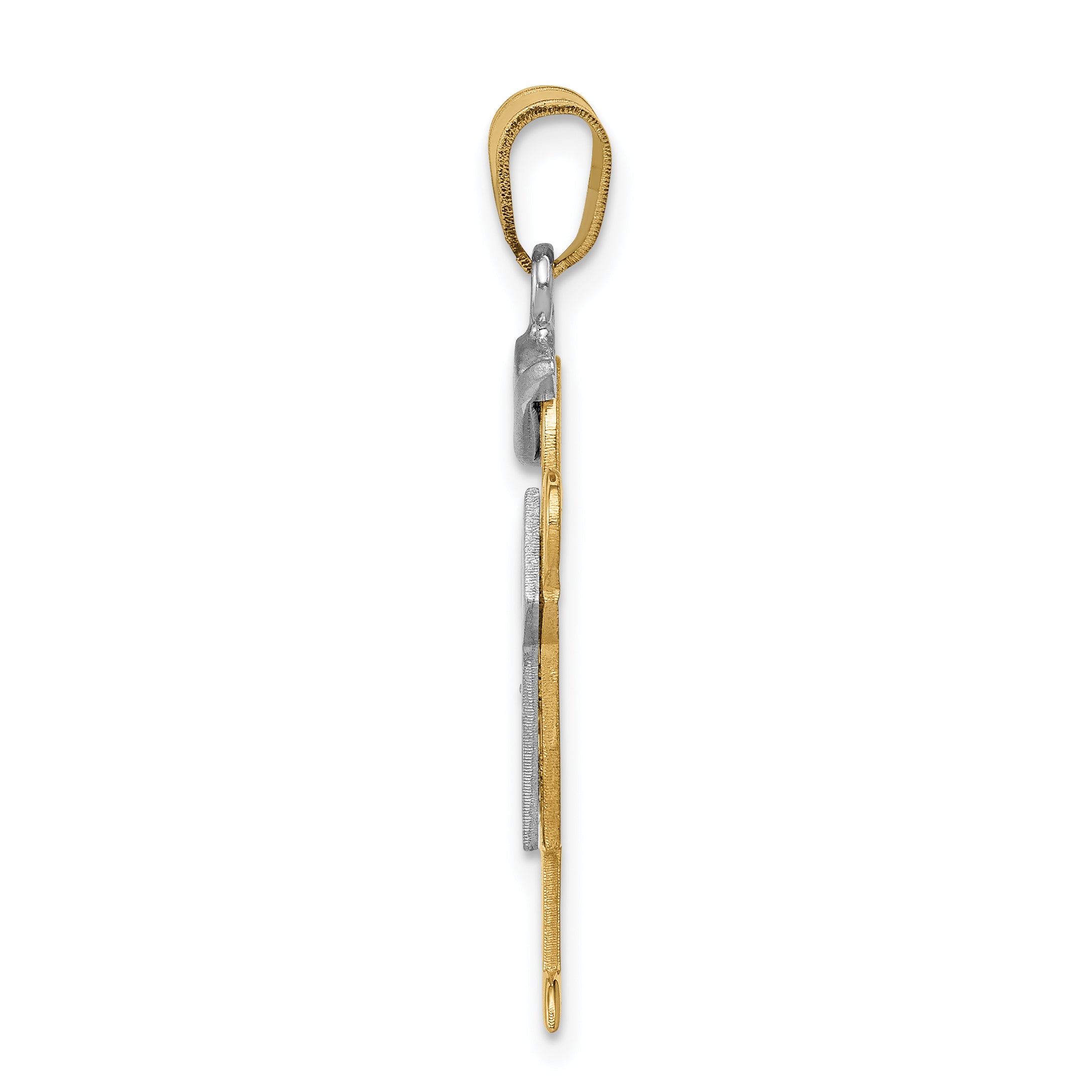 14k Two-tone The Kids Medium Boy with Hat on Left A Diamond Kiss Pendant